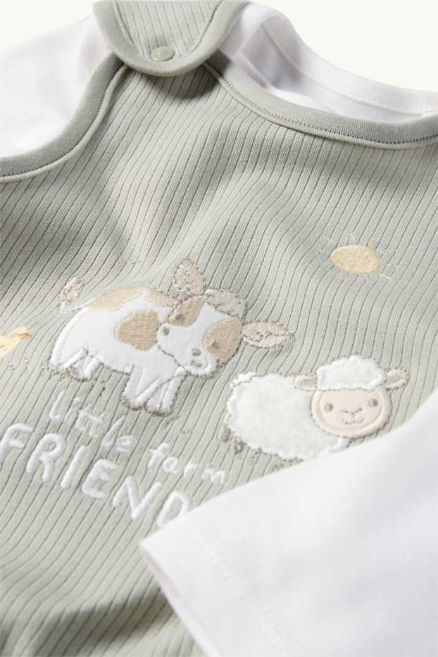 Nadó nen - Ovella, vaca i pollet - conjunt de pijama sencer - 2 peces - blanc/gris