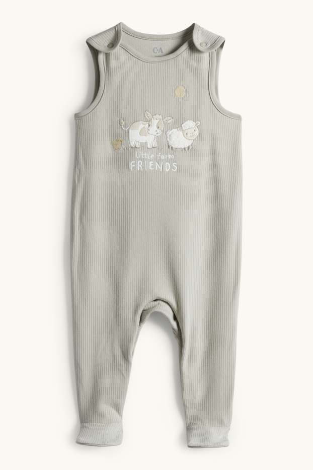 Nadó nen - Ovella, vaca i pollet - conjunt de pijama sencer - 2 peces - blanc/gris