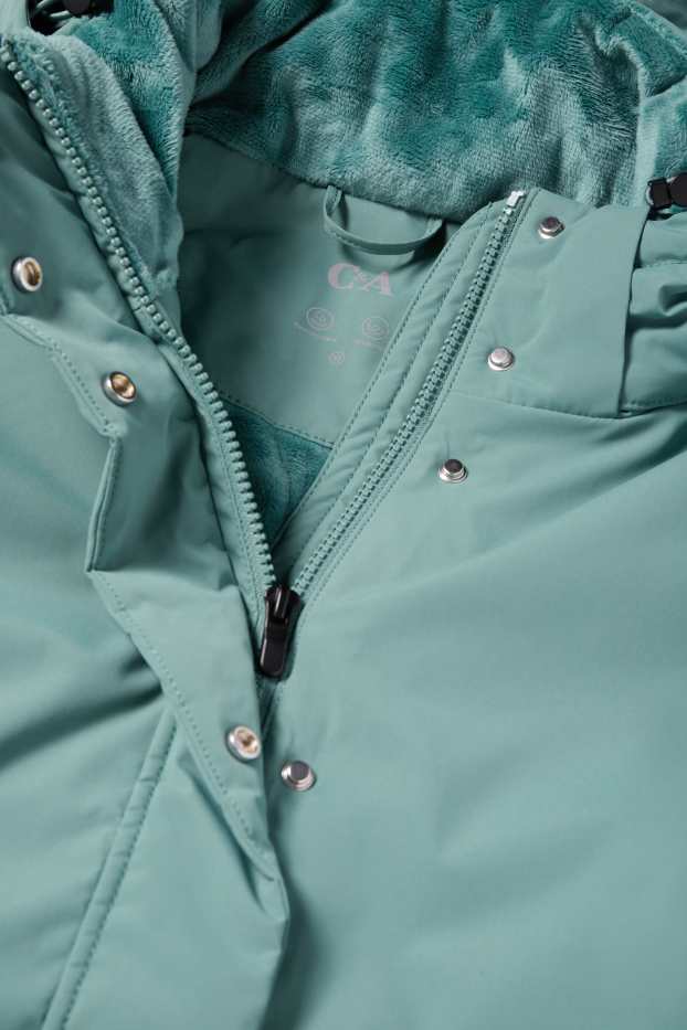 Donna - Giacca con cappuccio - foderata - idrorepellente - turchese