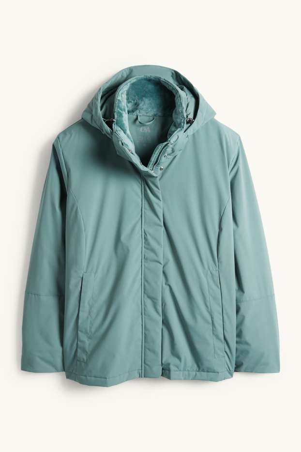 Donna - Giacca con cappuccio - foderata - idrorepellente - turchese