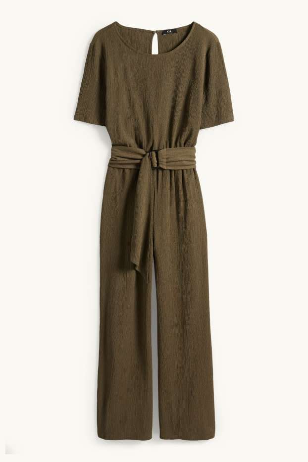 Donna - Tuta con cintura - tessuto tramato - kaki