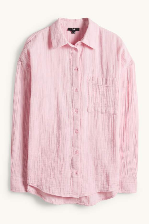 Femmes - Chemisier en gaze de coton - rose