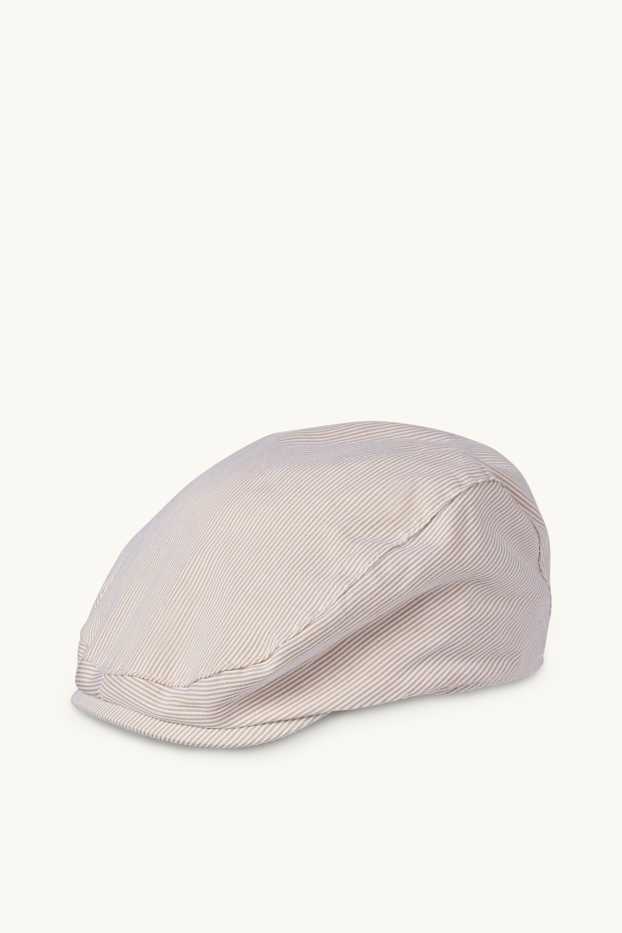 Baby: jongens - Flat cap voor baby's - gestreept - beige
