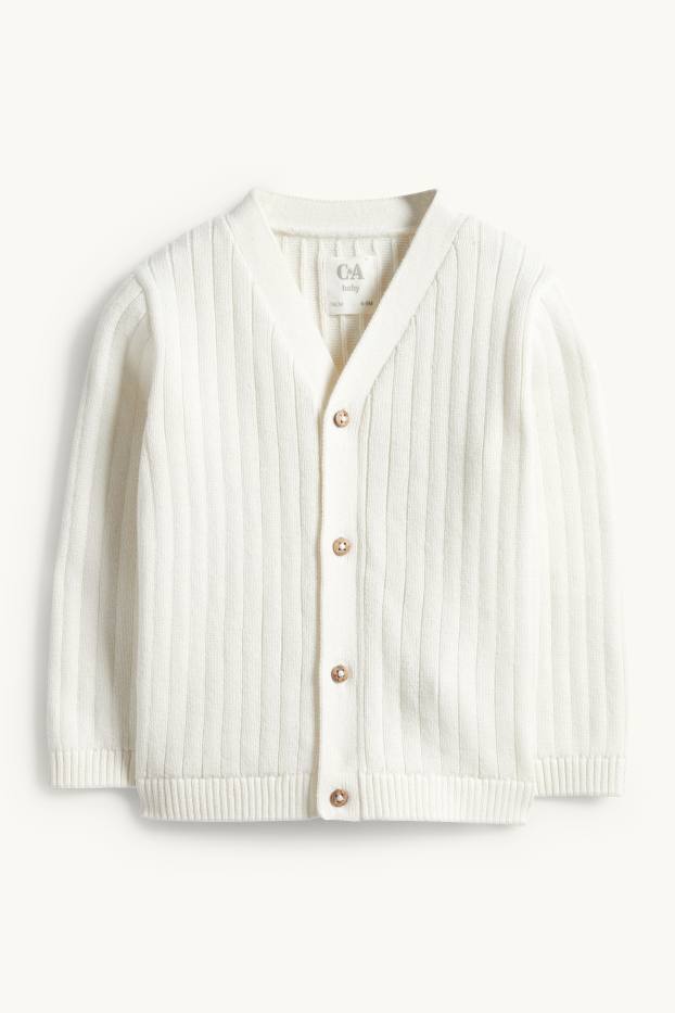 Unisex - Cardigan per neonati - a coste - bianco crema