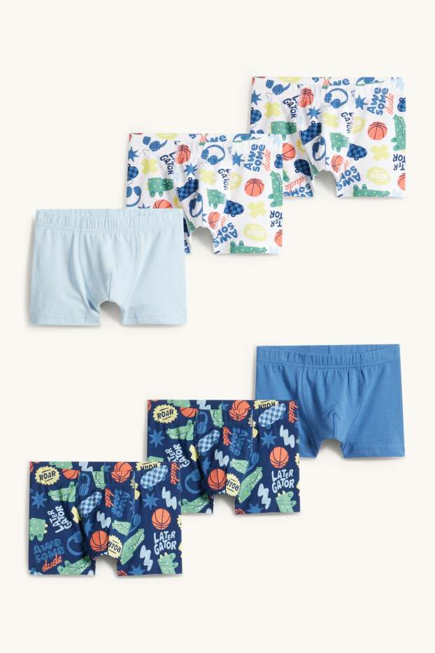 Kinderen: jongens - Set van 6 - alligator en skateboard - boxershort - blauw
