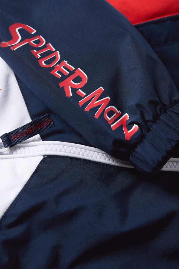Children Boys - Spider-Man - jacket with hood - water-repellent - dark blue / white