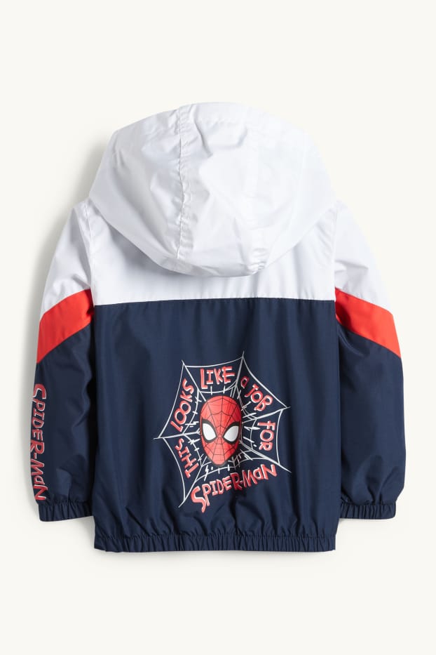Children Boys - Spider-Man - jacket with hood - water-repellent - dark blue / white