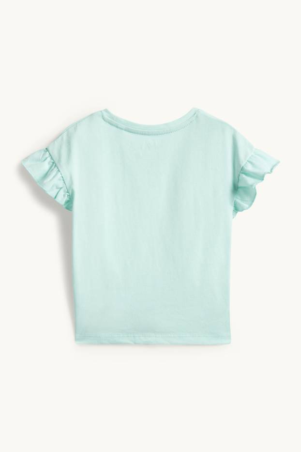 Bambine - Fiocco - t-shirt con nodo - effetto brillante - verde menta