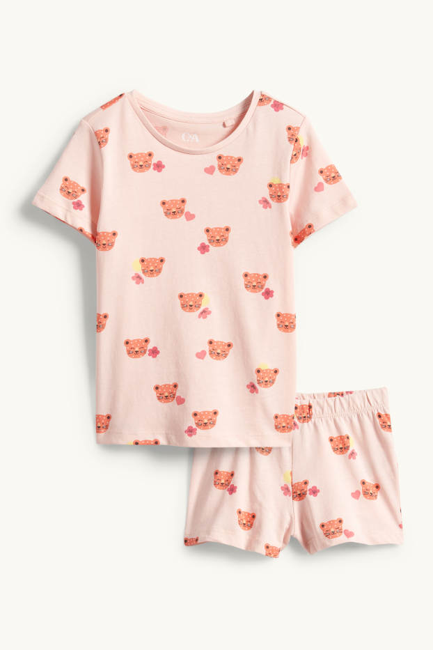 Enfants filles - Léopard - pyjashort - 2 pièces - rose