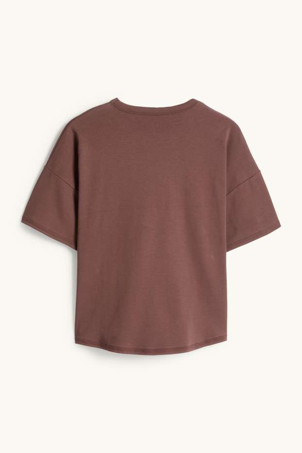 Dona - Samarreta de màniga curta - oversized - marró fosc