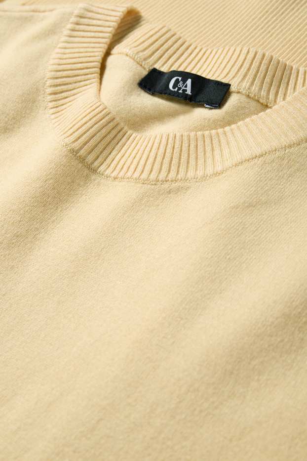 Dames - Gebreide trui - korte mouwen - geel