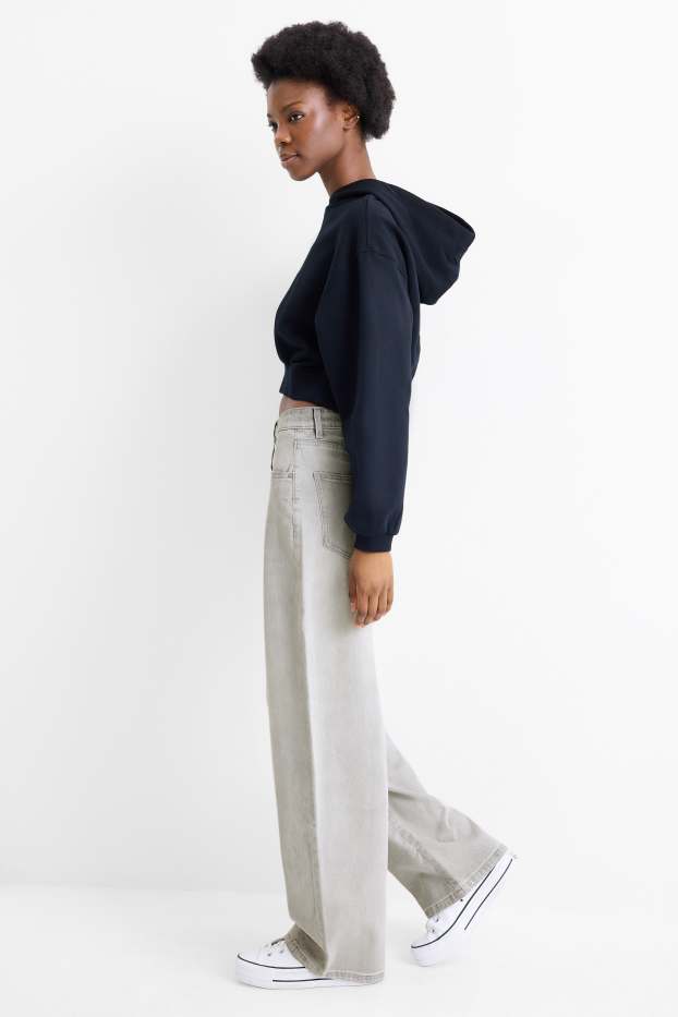 Femmes - Jean ballon - mid waist - jean gris clair