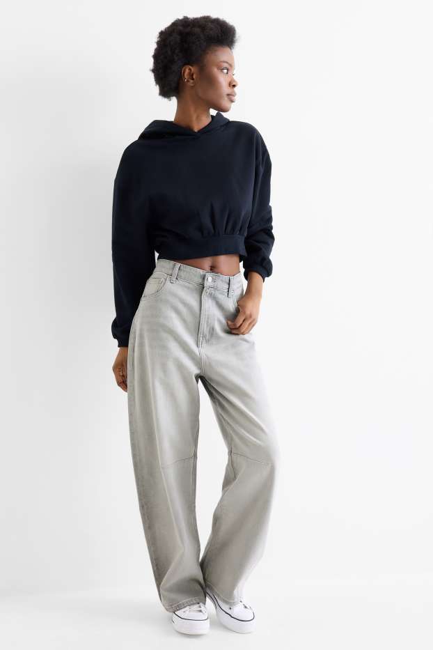 Femmes - Jean ballon - mid waist - jean gris clair