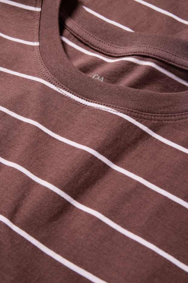 Donna - T-shirt - regular fit - a righe - marrone