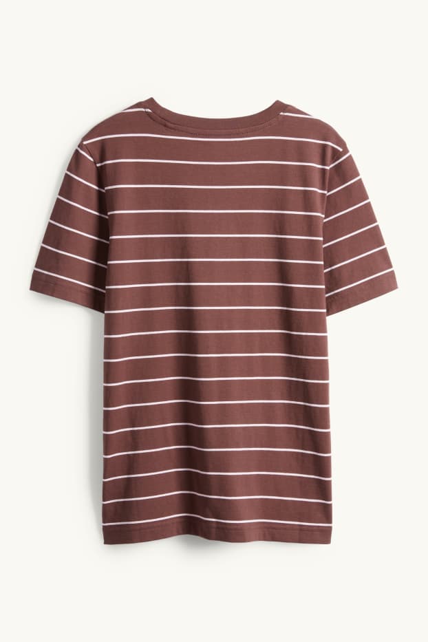 Donna - T-shirt - regular fit - a righe - marrone