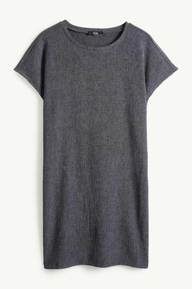 Femmes - T-shirt - slim fit - texturé - gris foncé