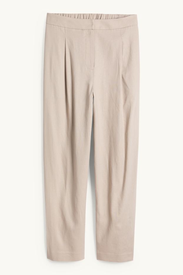 Damen - Business-Hose - Mid Waist - Regular Fit - Leinen-Mix - beige