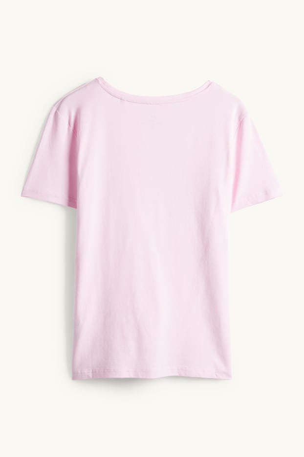 Femmes - T-shirt à col V - slim fit - rose