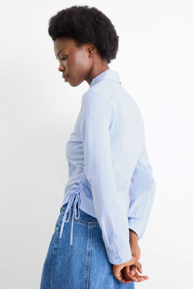 Femmes - Chemisier - à rayures - blanc / bleu clair