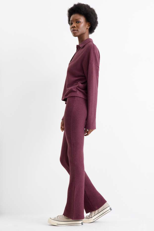 Dámské - Flared legíny - bordeaux