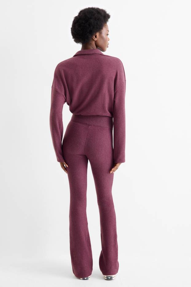 Dámské - Flared legíny - bordeaux