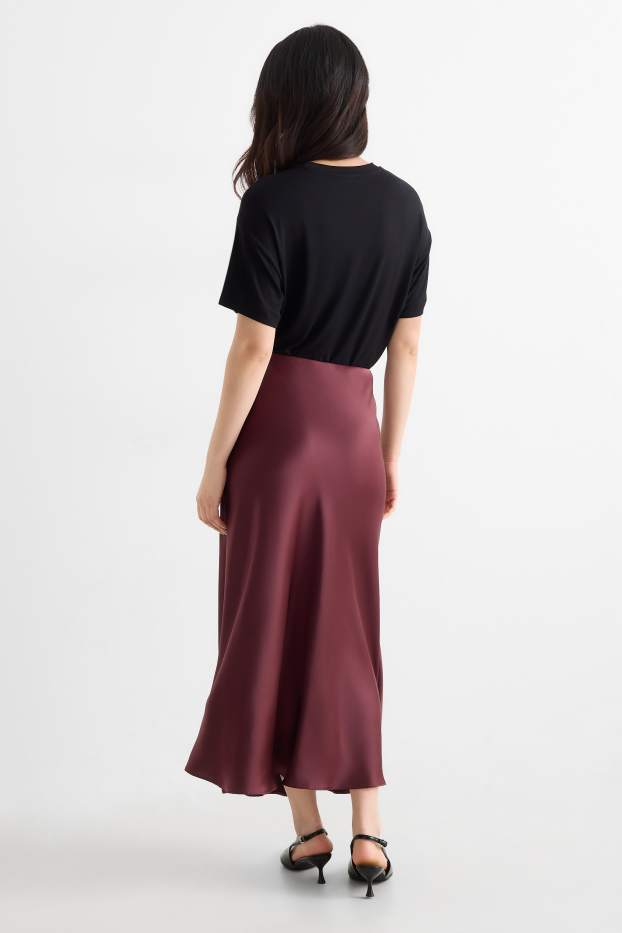 Women - Satin skirt - bordeaux