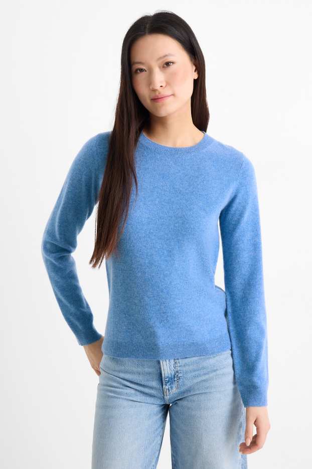 Dames - Trui van kasjmier - blauw