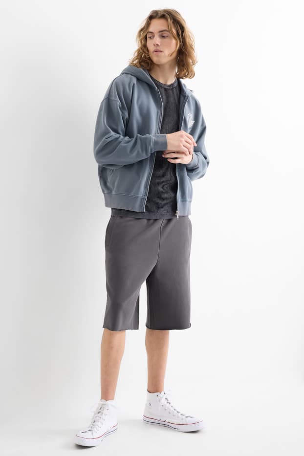 Bărbați - Pantaloni scurți de trening - gri închis