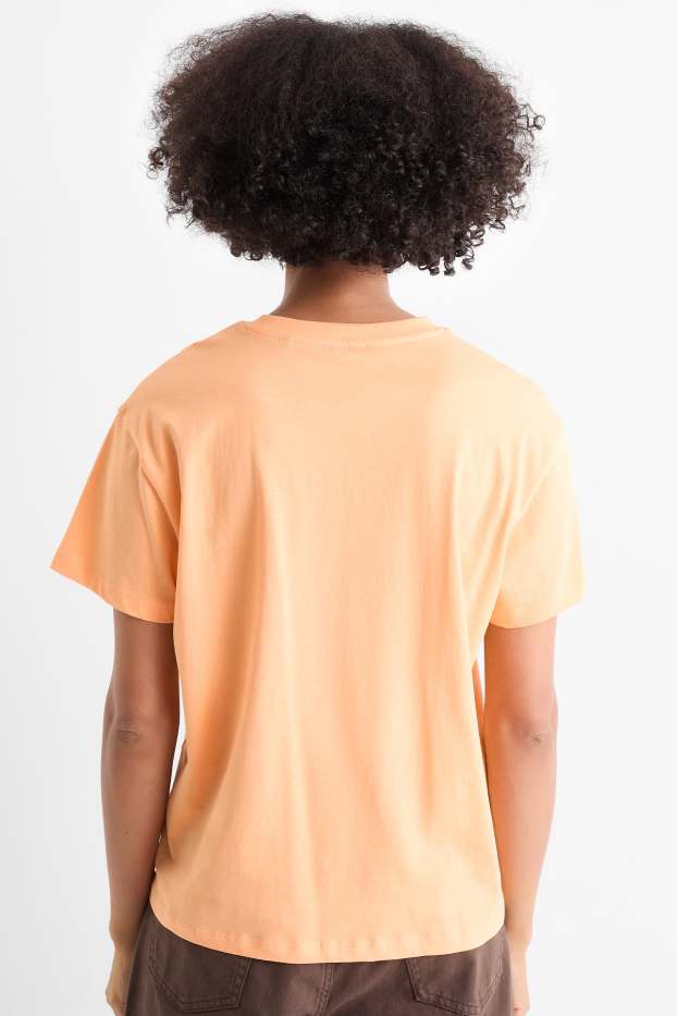 Damen - T-Shirt mit Strasssteinen - Relaxed Fit - orange