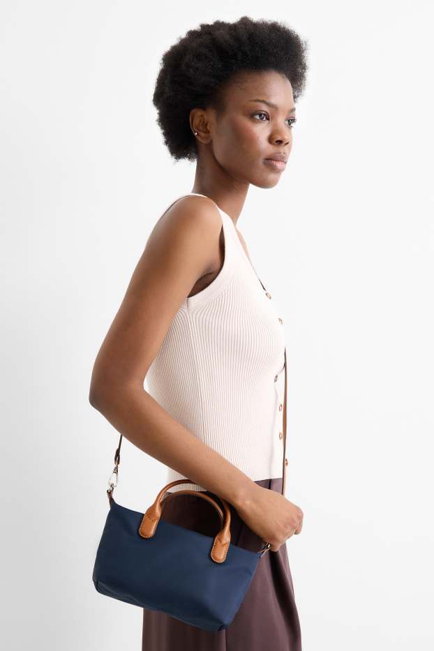 Donna - Shopper piccola con spallaccio removibile - blu scuro