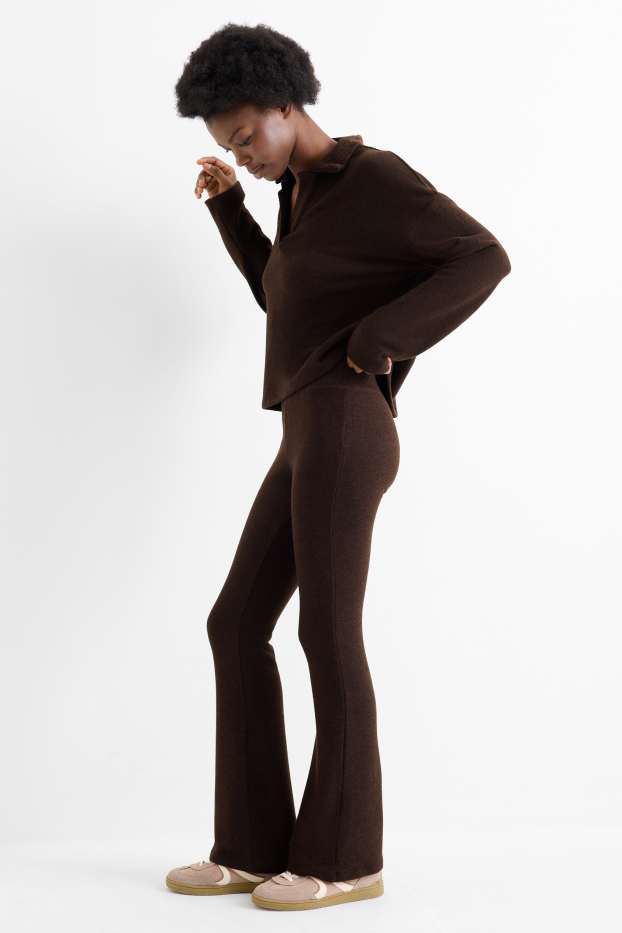 Dámské - Flared legíny - tmavohnědá