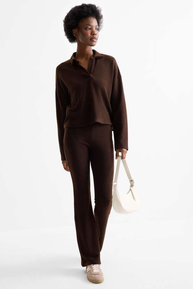 Dámské - Flared legíny - tmavohnědá