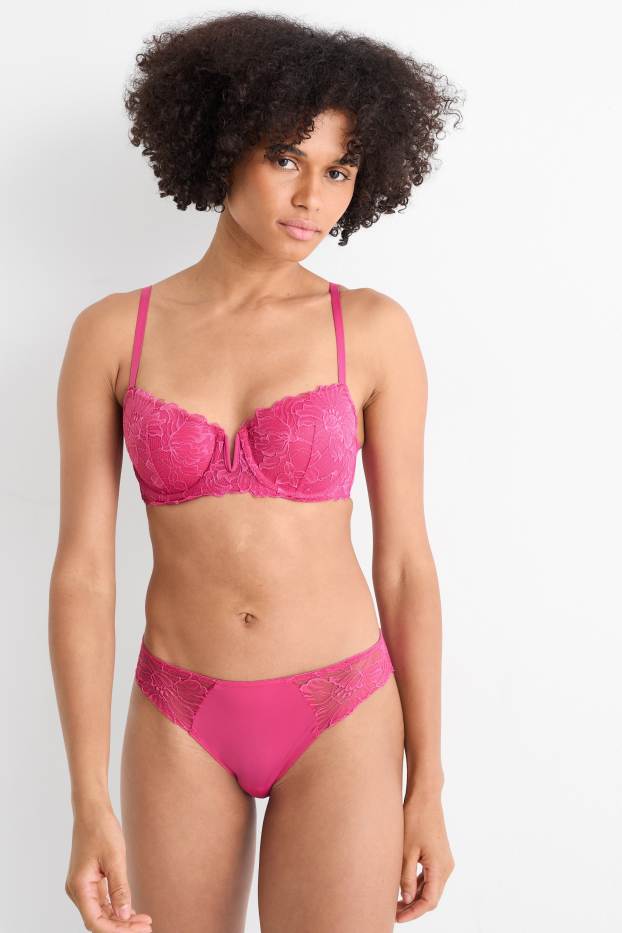 Femmes - Soutien-gorge à armature - DEMI - ampliforme - rose
