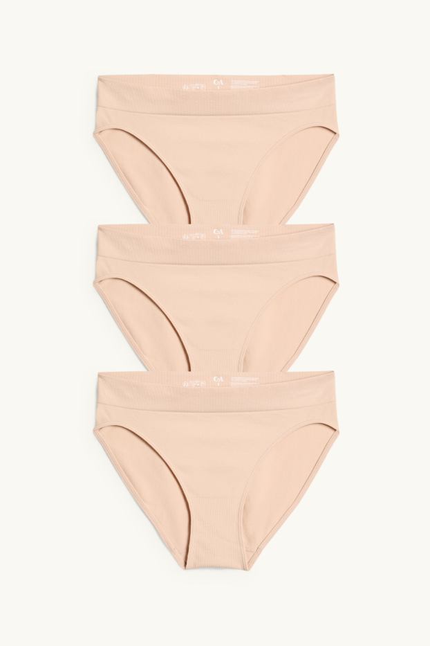 Dames - Set van 3 - slip - naadloos - beige