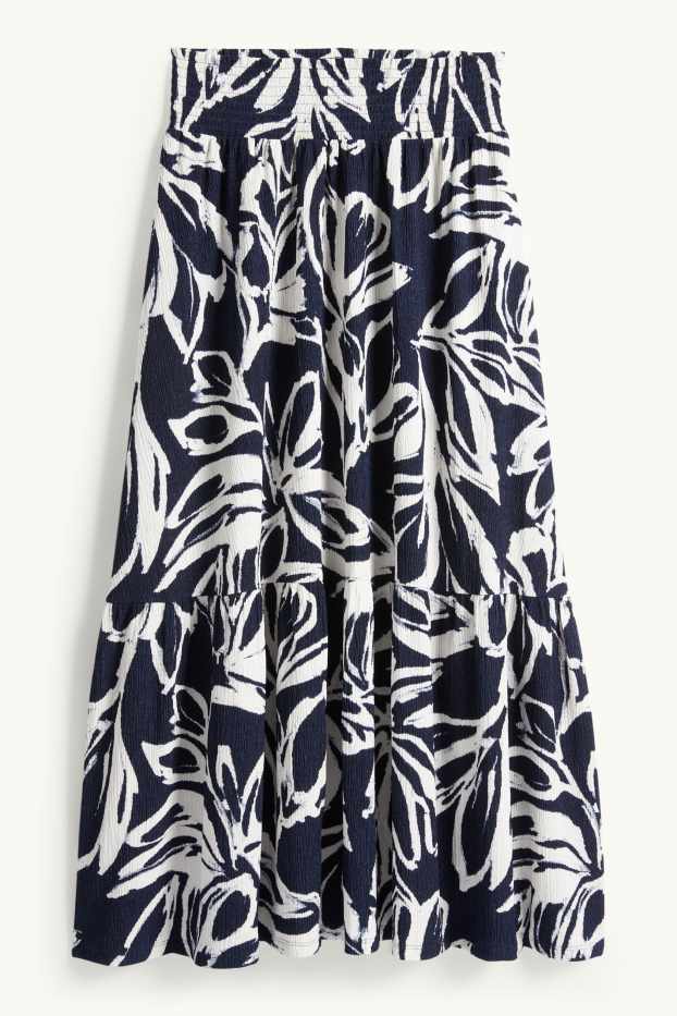 Femmes - Jupe - à fleurs - texturée - bleu / blanc