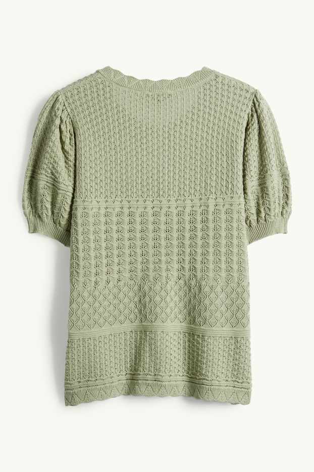 Femmes - Gilet de maille - texturé - vert