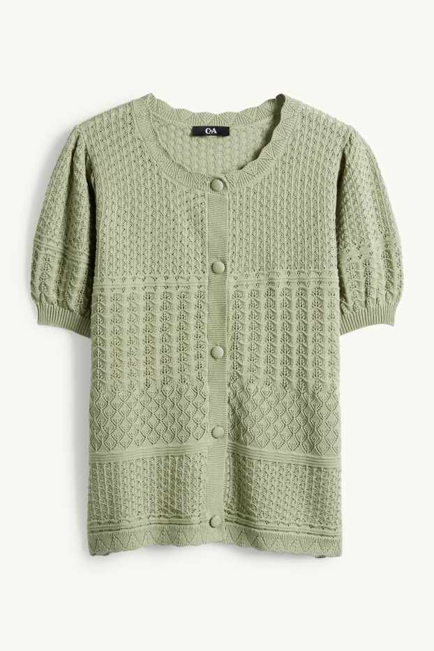 Femmes - Gilet de maille - texturé - vert