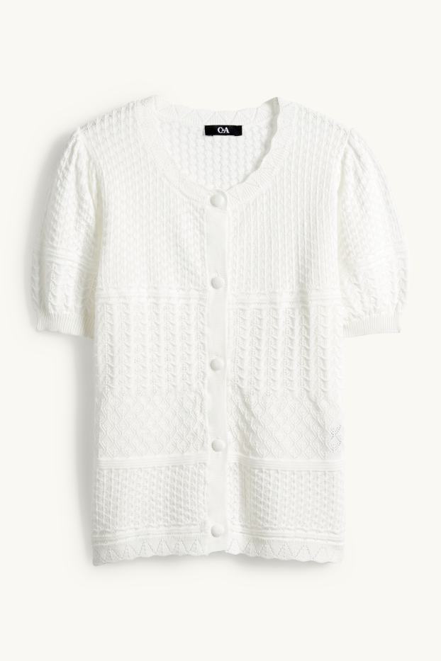 Femmes - Gilet de maille - texturé - blanc