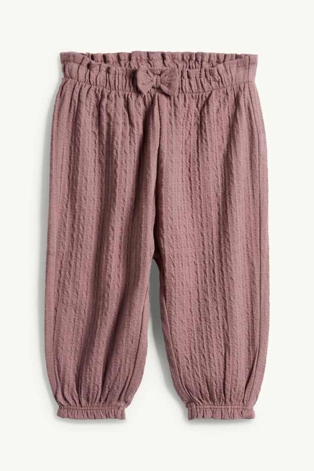 Niemowlęta dziewczynki - Niemowlęce spodnie dresowe - z fakturą - brązowy