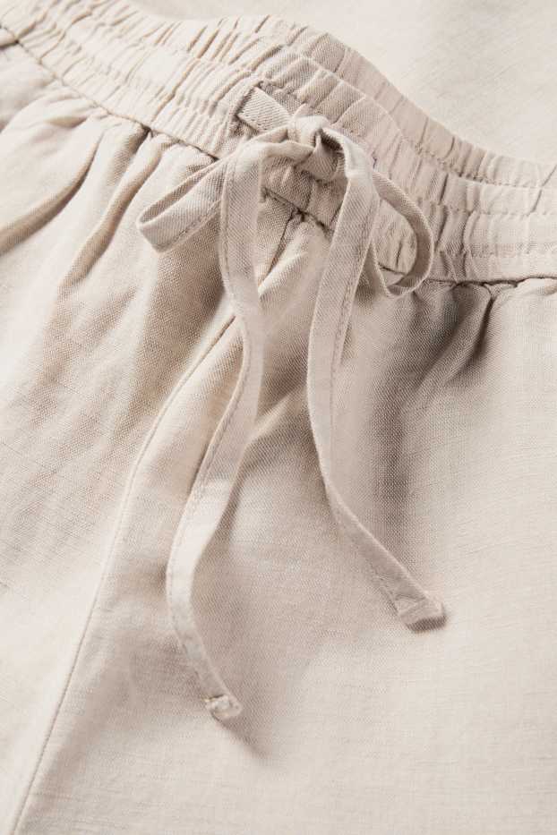 Damen - Stoffhose - Mid Waist - Tapered Leg - Leinen-Mix - beige