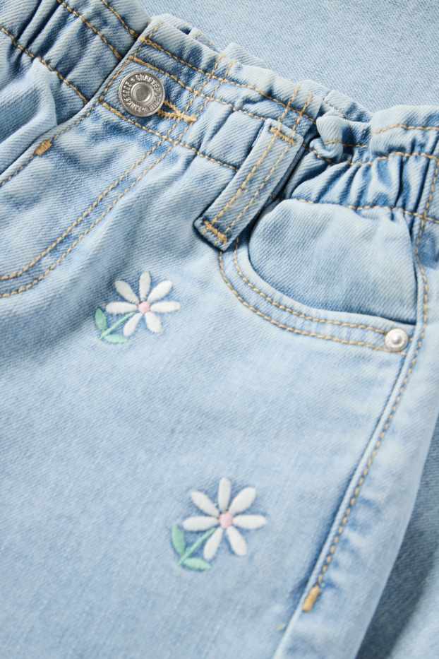 Kinder Mädchen - Blume - Relaxed Jeans - LYCRA® - helljeansblau