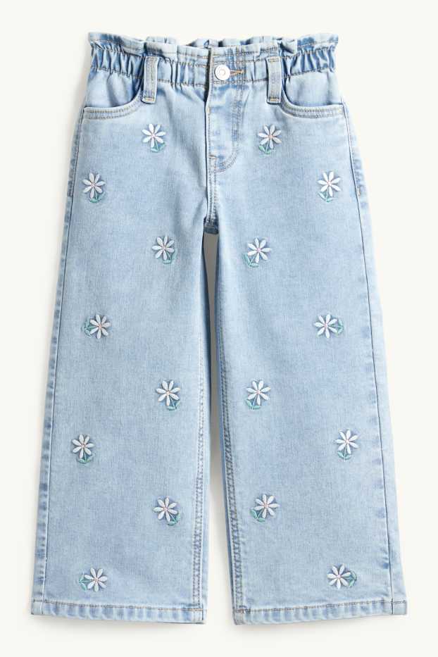Kinder Mädchen - Blume - Relaxed Jeans - LYCRA® - helljeansblau