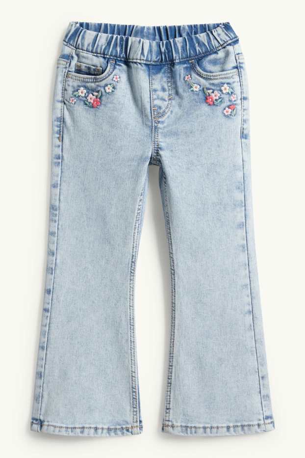 Copii - Fete - Floare - flared jeans - LYCRA® - denim-albastru deschis