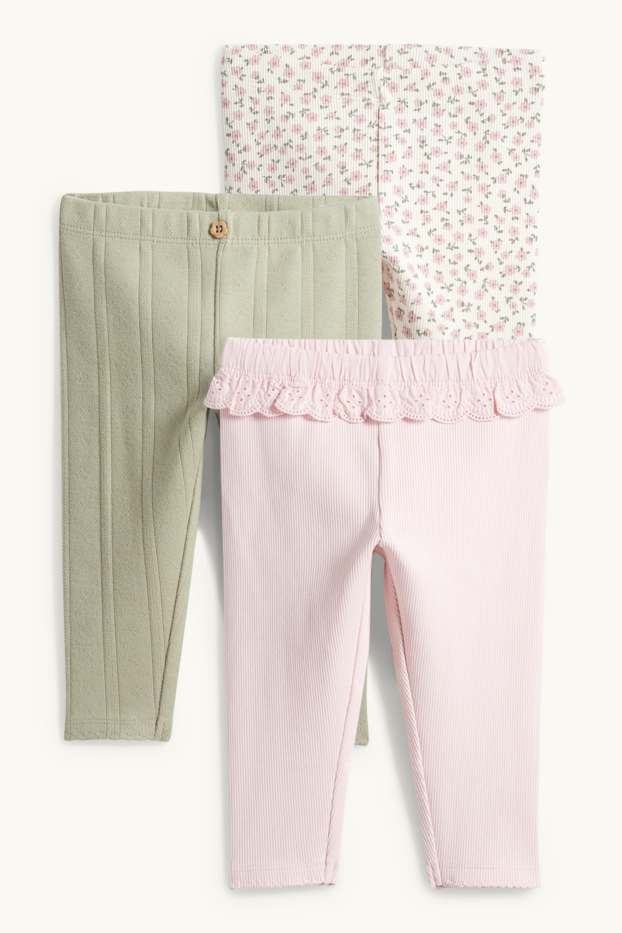Nadó nena - Paquet de 3 - leggings per a nadó - acanalats - rosa