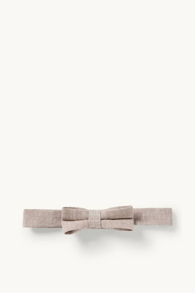 Baby Jungen - Baby-Outfit mit Hosenträgern - 3 teilig - festlich - weiss / beige