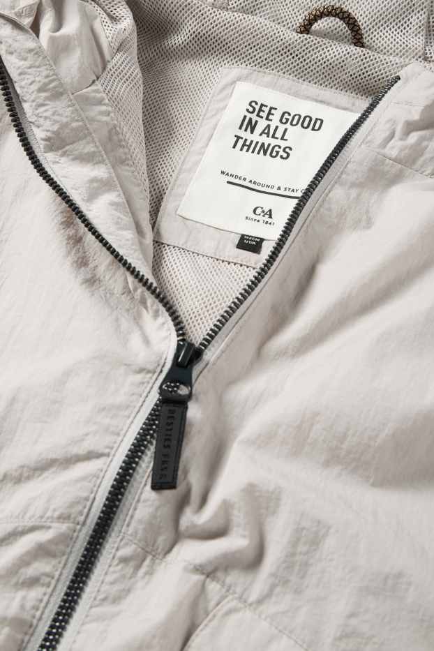 Kinder Mädchen - Jacke mit Kapuze - wasserabweisend - hellgrau