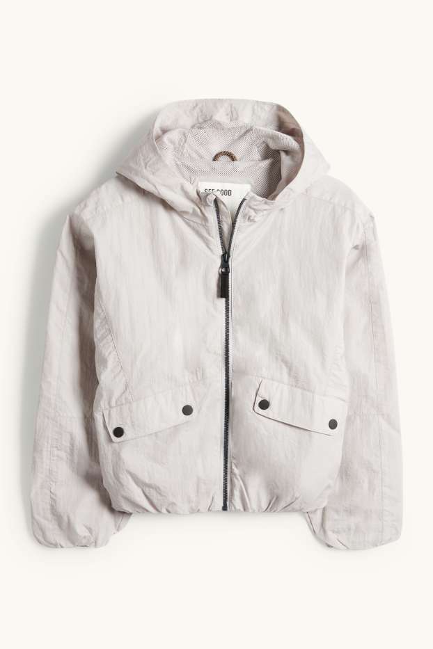 Kinder Mädchen - Jacke mit Kapuze - wasserabweisend - hellgrau