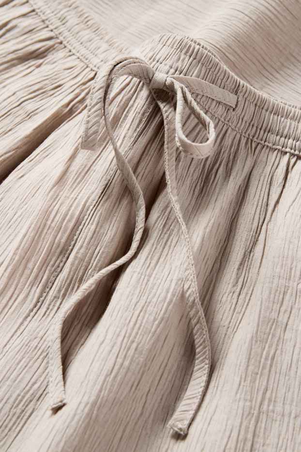 Women - Cloth trousers - mid-rise waist - wide leg - taupe