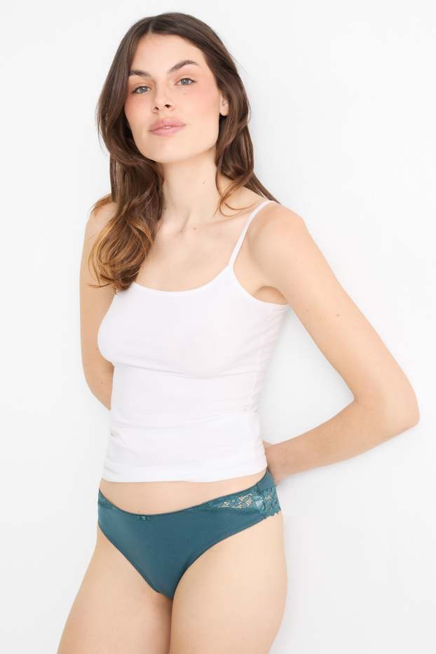 Damen - Multipack 3er - Brazilian Slip - weiss / türkis