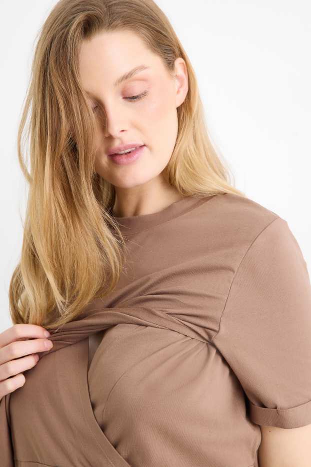 Damen - Still-T-Shirt-Kleid - hellbraun